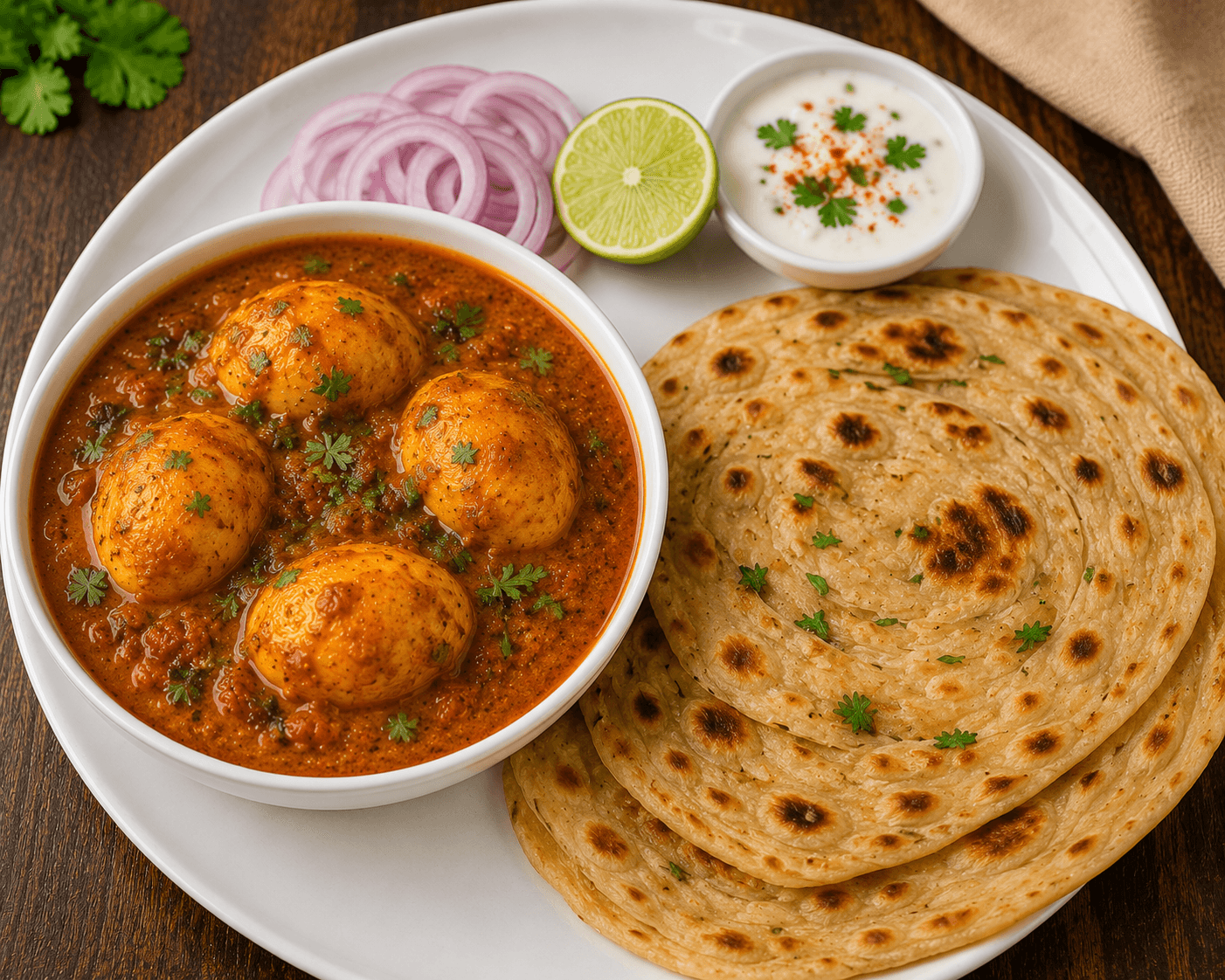 Egg Curry with Paratha